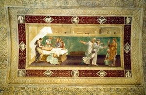 Scena di un medico che assiste un malato, dipinto sul soffitto del Giardino Segreto da Giulio Romano